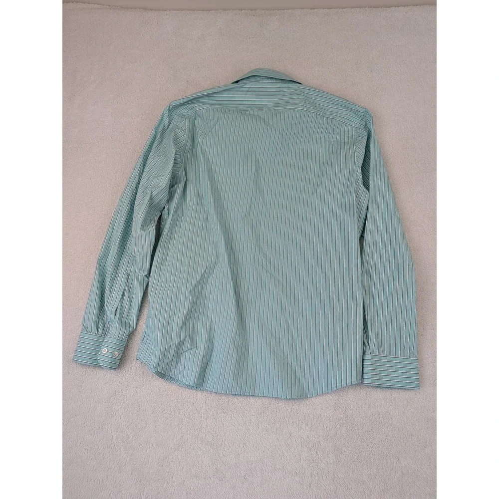 Banana Republic Mens Large Slim Flex Fit Tech Stretch Cotton Striped Shirt Mint